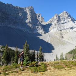 The Three Sisters mountain range on the way down
