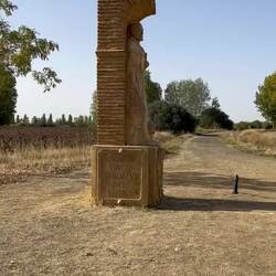 Crossing rhe geographic half-way point of the French Camino de Santiago