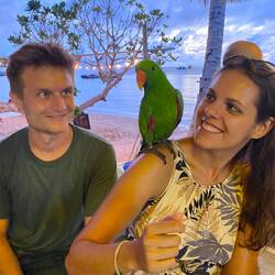 Parrot of a guy from the dive shop