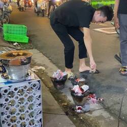 Preparing our BBQ grill in the road