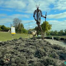 A statute of Saint Jacque at a roundabout