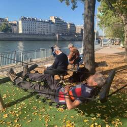 Serious artists and a resting Canadian