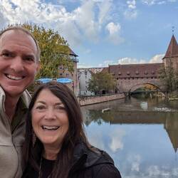 On one of the many bridges over the Pegnitz River in Nuremberg