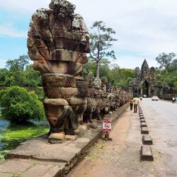 The causeway leading to the South Gate at Angkor Thom.