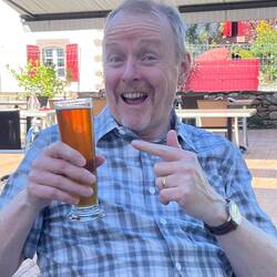 Happy man with a cleansing ale!