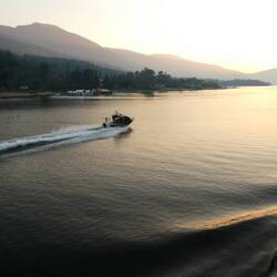 Arriving at Balfour on the ferry at sunset