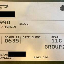 Boarding pass for BA990.