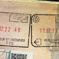 Passport stamps for Berlin.