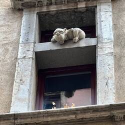 Lyon - these concrete cats were meant to keep the plague at bay!