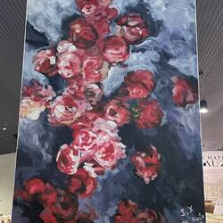 Art work throught estate with many pieces in the barrel room