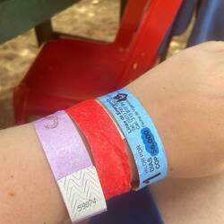 Vi fik armbånd for alt på denne her tur (måske så de kunne genkende os)