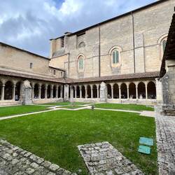 The cloisters where a market was being held
