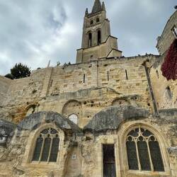 Church with bell tower above