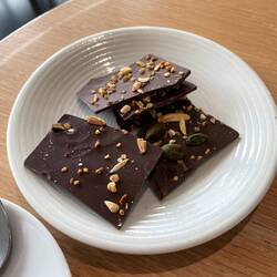 Chocolate that accompanied our coffee - very generous serve, but Ian managed to polish it off