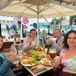 Lunch tastes very good after walking