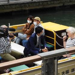 Two of the ladies got interviewed on a canal boat cruise