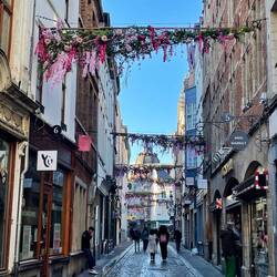 A beautifully decorated narrow street we found