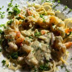 I had spaghetti with scampi