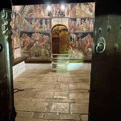 Looking in thru the inner chapel opening, closed to the public.
