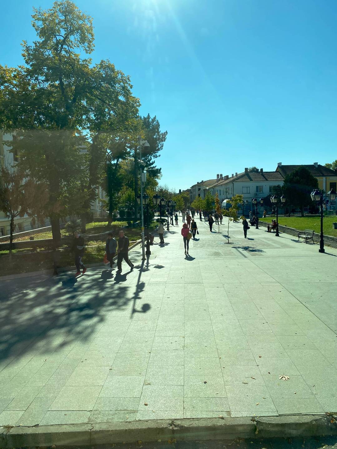 The pedestrian mall in the new town commercial centre.