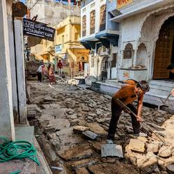 Straßensanierung vor der Pushkar Mela (Kamelmesse) im November