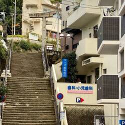 Miracle pillar - one pylon of a torii gate survived (top right of stairs)