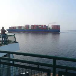 A close encounter with a container ship.