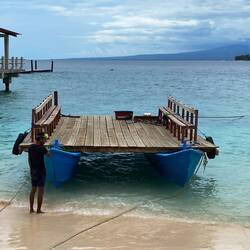 The platform boat used to take us and our stuff to the big boat