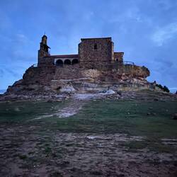 Here is the hermitage at predawn - still sort of creepy sitting on that rock