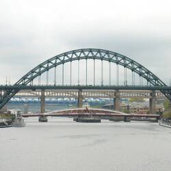 Newcastle bridges by day; Tyne Bridge, Swing Bridge, High Level Bridge