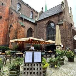 Church that has been partially converted into a restaurant