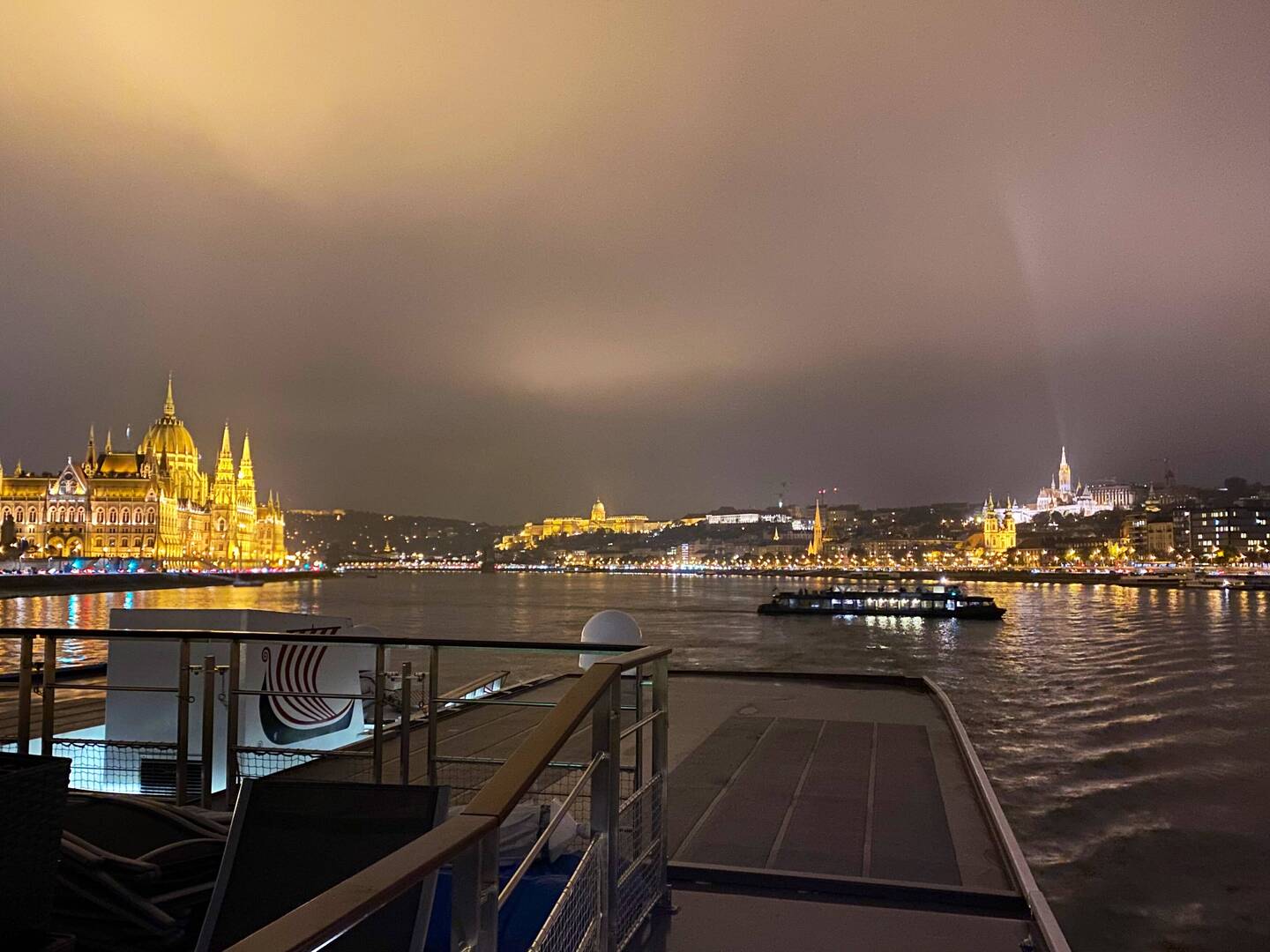 The night vista of Budapest from the Danube