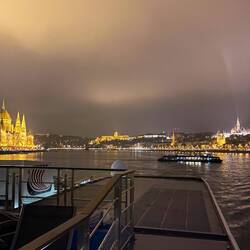 The night vista of Budapest from the Danube