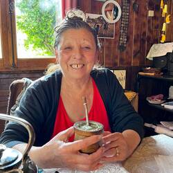 Patricia drinking mate