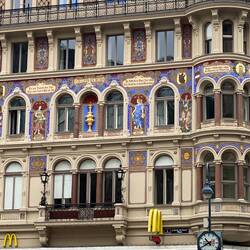 Painted facade of a building in Central Vienna