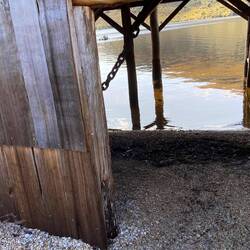 Inside the boat shed.