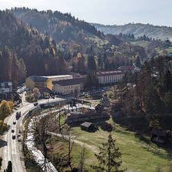 View of ruins of external wall from Bran Castle