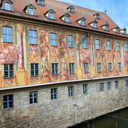 The frescoed walls of the Rathaus