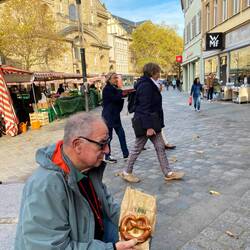Pretzel for a snack in the main pedestrian mall