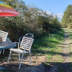 Nettes schattiges Plätzchen mit ausreichend Verpflegung und Kaffeeeeee! 🥰