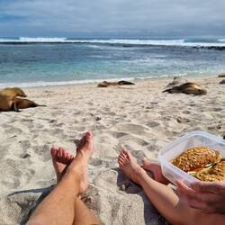 Snack am windigen Playa Loberia