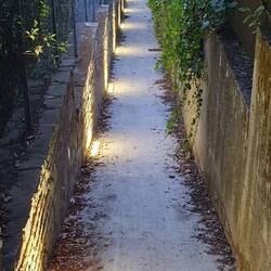 Durch diese wenig benutzte, aber beleuchtete Gasse kehren wir zurück zum Womi