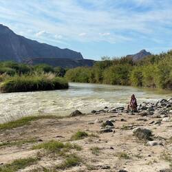 Beth on the shoreline of the Rio Grande. Yes, that is Mexico on the other side!