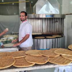 Fresh pita bread straight from the oven