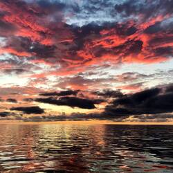 Sunset as we head north on the Atlantic Ocean from the Canaries to the Madeiras.