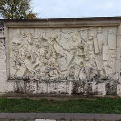 Replica of art created by Romans to honor defeated Dacacian warriors