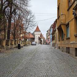View of the Trade skill towers of Sibiu. Shown are the Carpenters' Tower, & Harquebusiers Tower