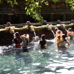 Devotees participating in the purification ritual, Tirta Empul.