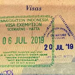 Passport stamps for Indonesia.
