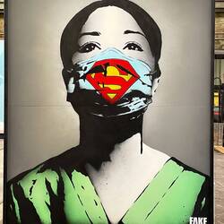 FAKE (The Netherlands, 1980) Super nurse (2020) Spray paint on plywood